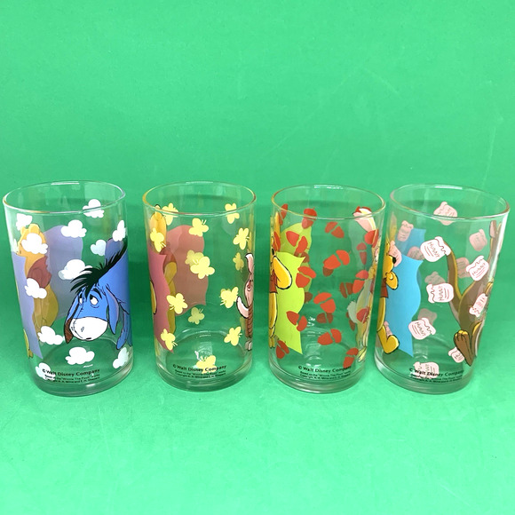 Disney Winnie the Pooh & Friends Drinking Glass Lot of 4 Eeyore Piglet Rabbit - Picture 5 of 10